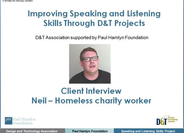 Speaking and listening through D&T projects Virtual Client Interview 2 Homeless Charity